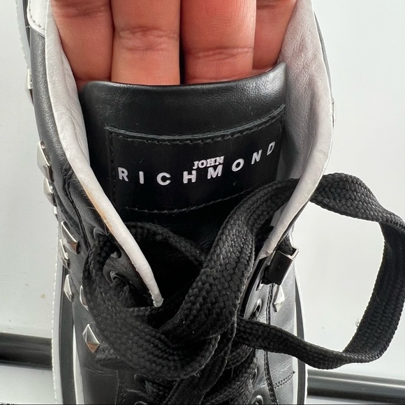 John Richmond black white studded athletic shoes size 10 - Picture 5 of 15